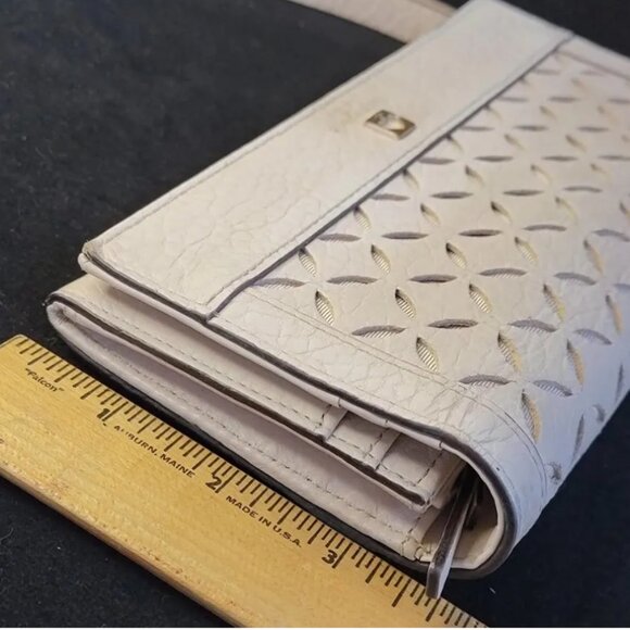 Kate Spade Off-White Leather Wrist Wallet — Large Cream Designer Wristlet - Picture 7 of 10